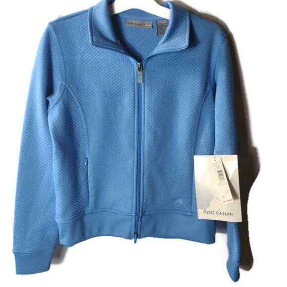 NWT Oleg Cassini Sport Womens Full Double Zip Quilted Jacket Medium Petite - Picture 1 of 6